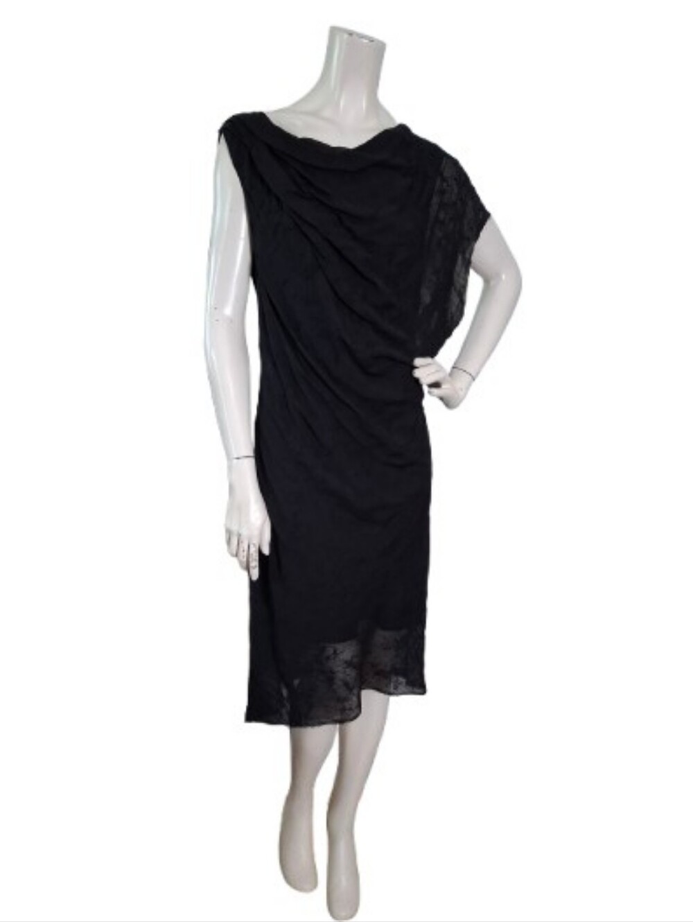 Helmut Lang Minimalist Black Asymmetrical Cocktail Dress Women's 6